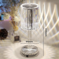 Lampa de masa wireless din cristal acrilic cu touch si incarcare prin USB