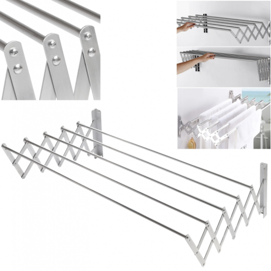 Uscator rufe din aluminiu, retractabil, cu prindere in perete