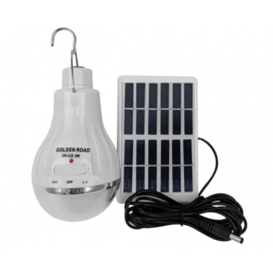 Bec LED portabil 5W, mini panou solar inclus