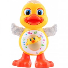 Jucarie interactiva Rata Dansatoare cu sunete si lumini, 19 cm, multicolor