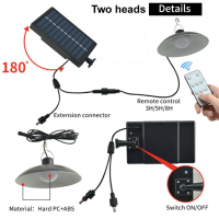 Set panou solar cu 2 becuri LED cu aplica, telecomanda, 50W
