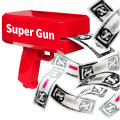 Jucarie Pistol care arunca bani, bancnote incluse, rosu