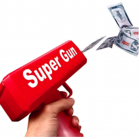 Jucarie Pistol care arunca bani, bancnote incluse, rosu