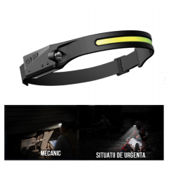 Lanterna frontala cu acumulator intern, SENZOR de miscare, waterproof, banda LED, inductie
