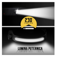 Lanterna frontala cu acumulator intern, SENZOR de miscare, waterproof, banda LED, inductie