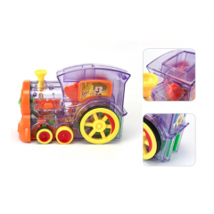 Jucarie interactiva Tren Domino cu 80 de piese colorate si aranjare automata