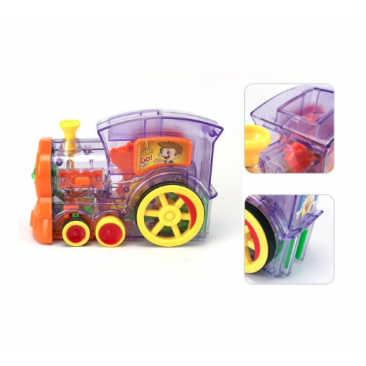 Jucarie interactiva Tren Domino cu 80 de piese colorate si aranjare automata