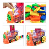 Jucarie interactiva Tren Domino cu 80 de piese colorate si aranjare automata