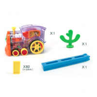Jucarie interactiva Tren Domino cu 80 de piese colorate si aranjare automata