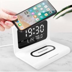 Ceas digital cu alarma si incarcare wireless pentru smartphone