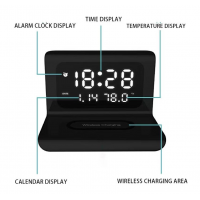 Ceas digital cu alarma si incarcare wireless pentru smartphone