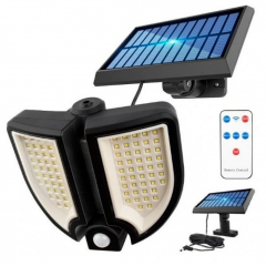 Lampa solara dubla 90 LED, senzor de miscare, 3 faze lumina, telecomanda