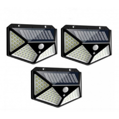 Set 3 x Lampa 100 LED cu panou solar, senzor de miscare