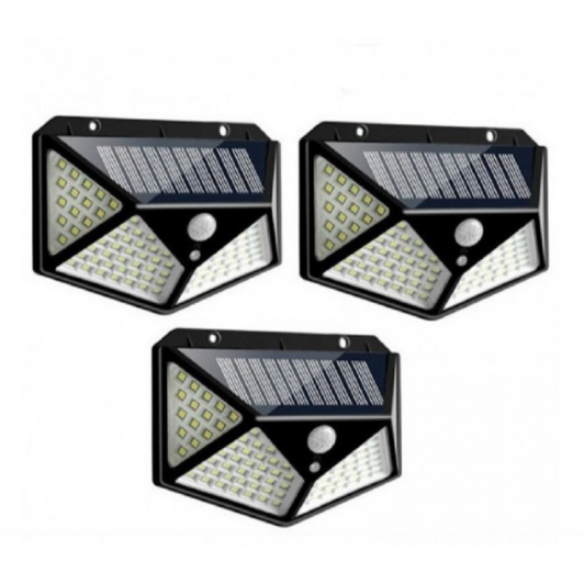Set 3 x Lampa 100 LED cu panou solar, senzor de miscare