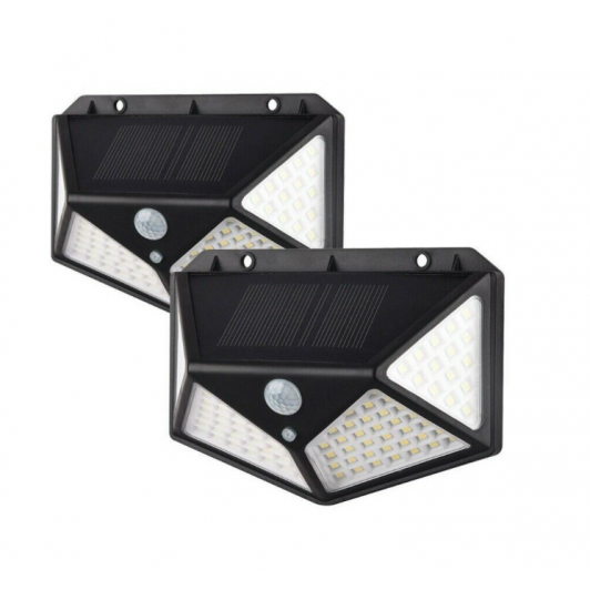 Set 2 lampi cu incarcare solara, cu senzori miscare si lumina, 3 trepte de iluminare, 100 x LED