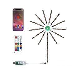 Instalatie Artificii LED Smart, RGB Muzica, telecomanda si control din smartphone, multicolor