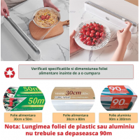 Dispenser folie alimentara, Cutter, prindere cu ventuze sau Magnet