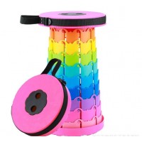 Scaun rotund portabil, retractabil, extensibil cu pliere telescopica pentru camping