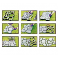 Matrita cu contur pentru turnat pavaj din beton, sablon forma imitatie piatra naturala, 35x35x3.5 cm