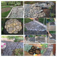 Matrita cu contur pentru turnat pavaj din beton, sablon forma imitatie piatra naturala, 35x35x3.5 cm
