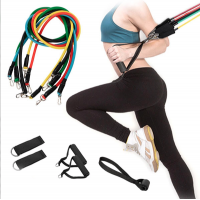 Sistem de antrenament fitness cu corzi extensibile, prinderi multiple, 11 piese