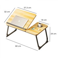Masa pliabila pentru laptop cu suport pentru pahar, reglabila pe inaltime 5 pozitii, lemn