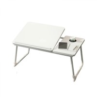 Masa pliabila pentru laptop cu suport pentru pahar, reglabila pe inaltime 5 pozitii, alb