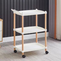 Masuta portabila cu suport din lemn, 3 nivele, maner de transport, 71 x 45 x 32 cm, alb