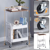 Masuta portabila petru cafea, otel carbon, 2 polite si cu o masa de lucru, 79 x 43 x 30 cm, alb