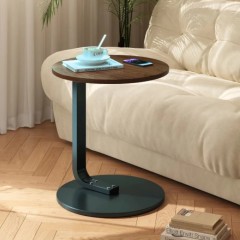 Masuta Rotunda Pentru Cafea Jesk, MDF cu Metal, Picior Drept, 50×60 cm, Maro-Negru