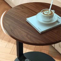 Masuta Rotunda Pentru Cafea Jesk, MDF cu Metal, Picior Drept, 50×60 cm, Maro-Negru