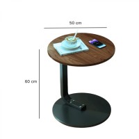 Masuta Rotunda Pentru Cafea Jesk, MDF cu Metal, Picior Drept, 50×60 cm, Maro-Negru