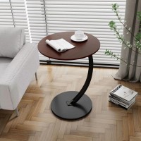 Masuta Rotunda Pentru Cafea Tesko, MDF cu Metal, Picior Curbat, 40×62.5 cm, Maro-Negru