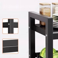 Raft Metalic cu 4 Polite si 3 Cosuri Pentru Depozitare, Roti, Dimensiuni 90x32x108 cm, Negru