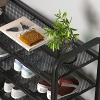 Suport metalic pentru incaltaminte, 4 nivele, 63 (L) x 25 (l) x 73 (H) cm, negru