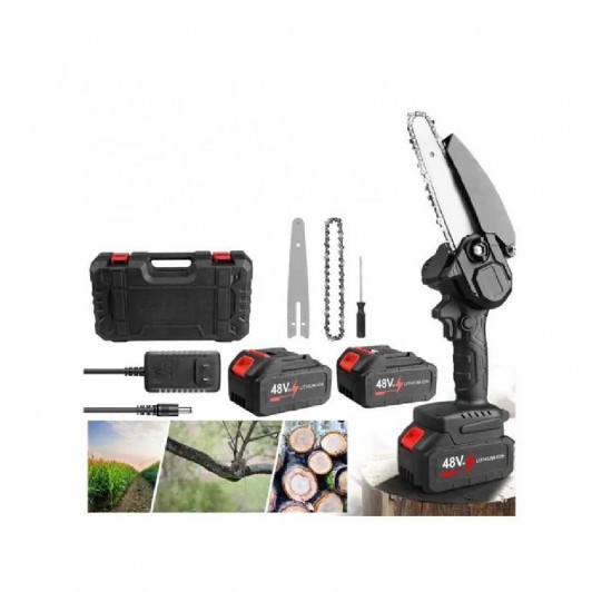 Drujba electrica, mini fierastrau 6 inch, 2 acumulatori de 48V inclusi