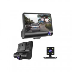 Camera auto tripla, filmeaza in interior, fata si spate, Full HD, ecran 4", G Senzor