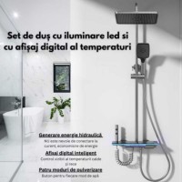 Coloana de dus premium, design modern, ploaie relaxanta, termostat inteligent, iluminare LED