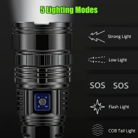 Lanterna LED tactica de mana, baterie de inalta calitate 15000 mAh, COB, zoom puternic pana la 900m