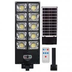 Lampa solara stradala, 10 casete LED, 150W, 3 moduri de iluminare, senzori de lumina si de miscare