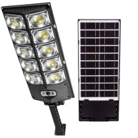 Lampa solara stradala, 10 casete LED, 150W, 3 moduri de iluminare, senzori de lumina si de miscare