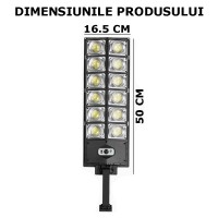 Lampa solara stradala, 12 casete LED, 200W, 3 moduri de iluminare, senzori de lumina si de miscare