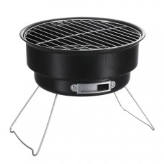 Gratar portabil si pliabil rotund din otel inoxidabil, cu grill antiaderent, 27.5x27.5x10cm