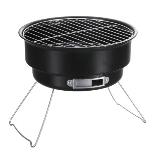 Gratar portabil si pliabil rotund din otel inoxidabil, cu grill antiaderent, 27.5x27.5x10cm