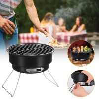 Gratar portabil si pliabil rotund din otel inoxidabil, cu grill antiaderent, 27.5x27.5x10cm