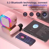 Boxa Karaoke Portabila pentru copii cu 2 Microfoane Wireless, LED RGB, Bluetooth, Radio FM