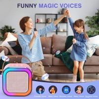 Boxa Karaoke Portabila pentru copii cu 2 Microfoane Wireless, LED RGB, Bluetooth, Radio FM