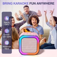 Boxa Karaoke Portabila pentru copii cu 2 Microfoane Wireless, LED RGB, Bluetooth, Radio FM