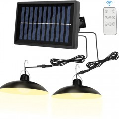 Set 2 lampi suspendate cu panou solar, portabile, camping, drumetii si pescuit, IP65, rezistente apa