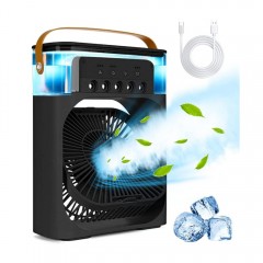 Mini ventilator portabil cu pulverizator apa, racitor de aer, purificator, RGB, rezervor apa 600 ml